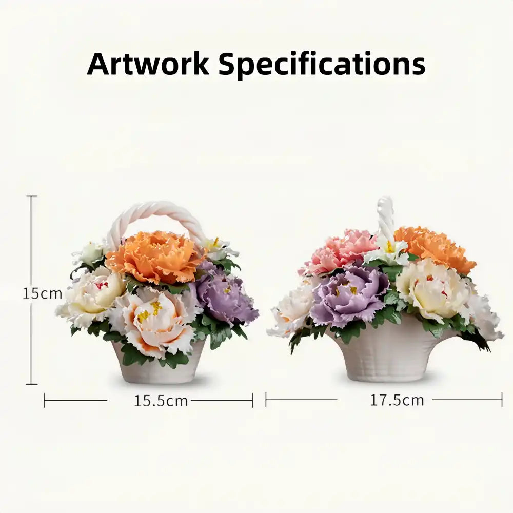 Blooming Splendor" Handmade Porcelain Flower Basket – Intangible Cultural Heritage (1kg / 3kg)