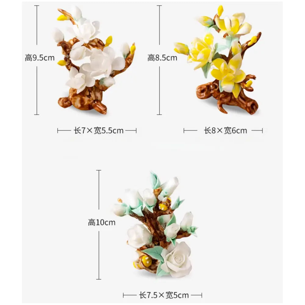 New Chinese Porcelain Flower Tea Table Decor – Pure Handmade