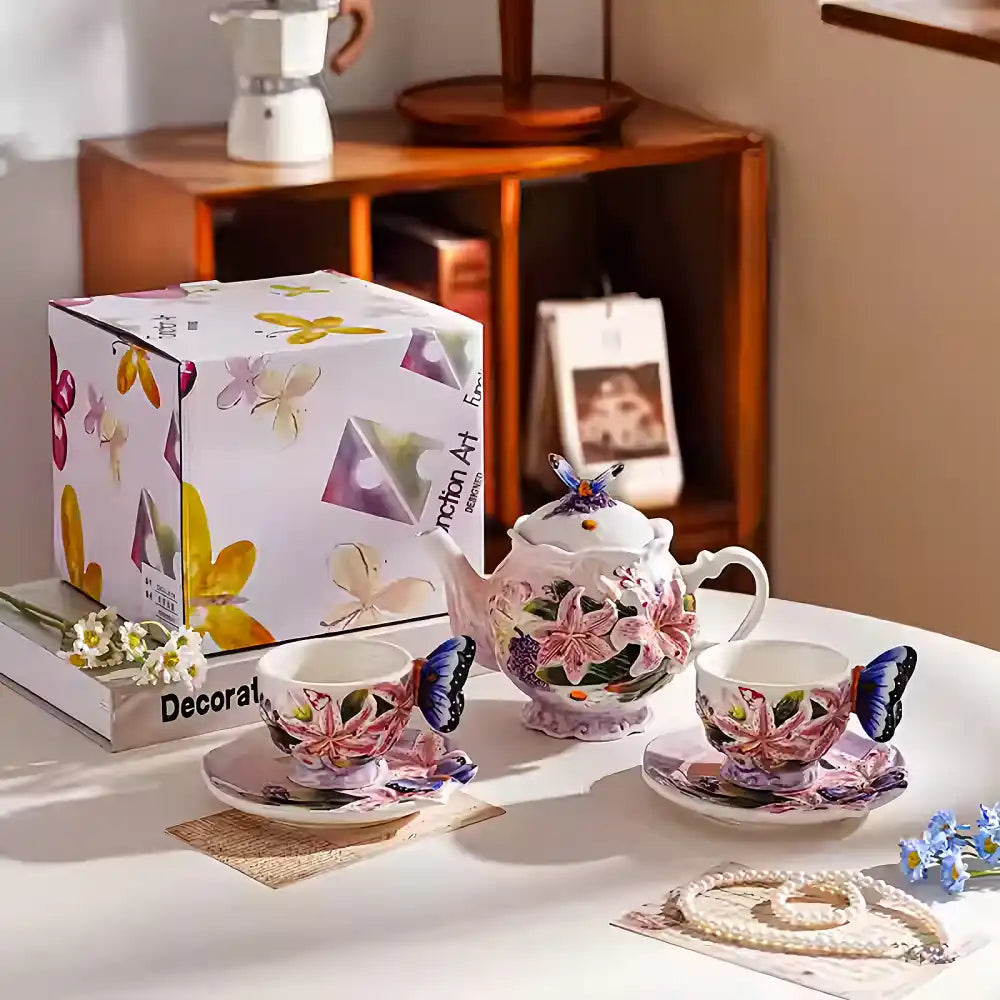 The Lily Brew: Sculptural Ceramic Teapot & Cup Set