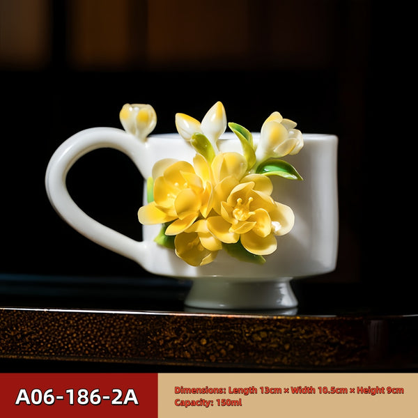 Intangible Cultural Heritage Hand-Pinched Flower Mug - A-18