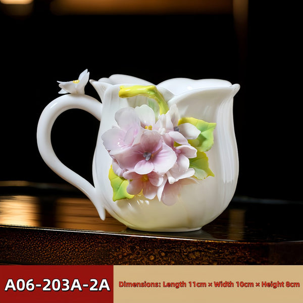 Intangible Cultural Heritage Hand-Pinched Flower Mug - A-20