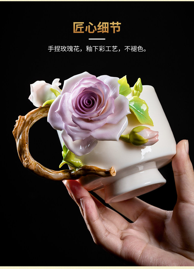 Intangible Cultural Heritage Hand-Pinched Flower Mug - A-18