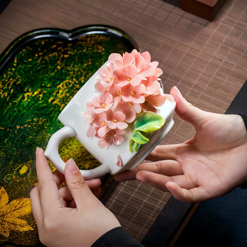 Intangible Cultural Heritage Hand-Pinched Flower Mug - A-27