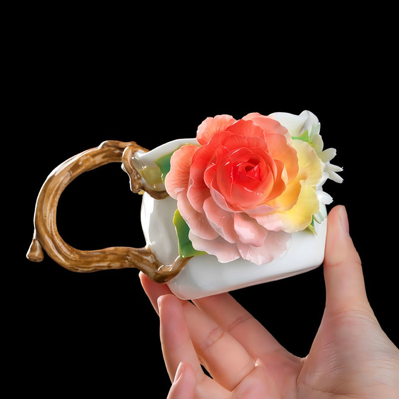 Intangible Cultural Heritage Hand-Pinched Flower Mug - A-29