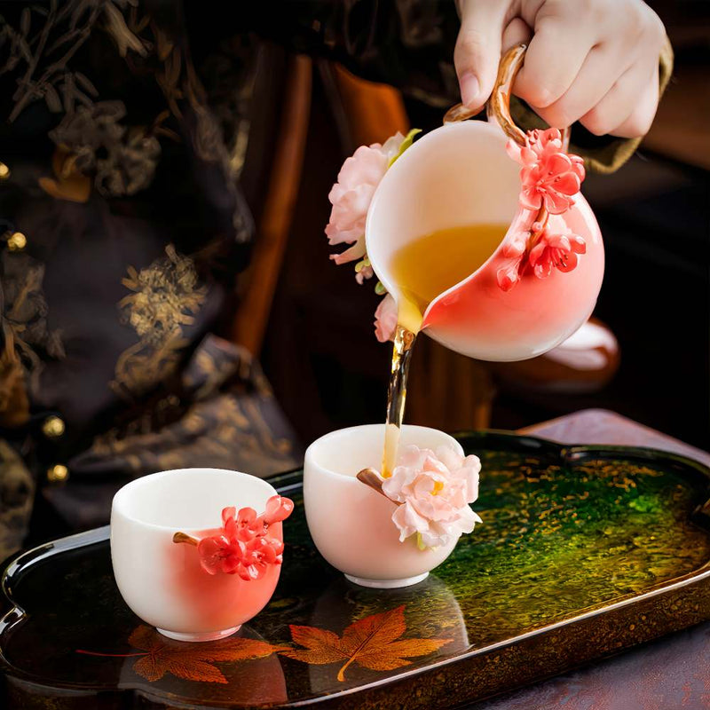 Intangible Cultural Heritage Hand-Pinched Tea Set Gift Box - 3-Piece & 5-Piece Bestie Edition - A-25
