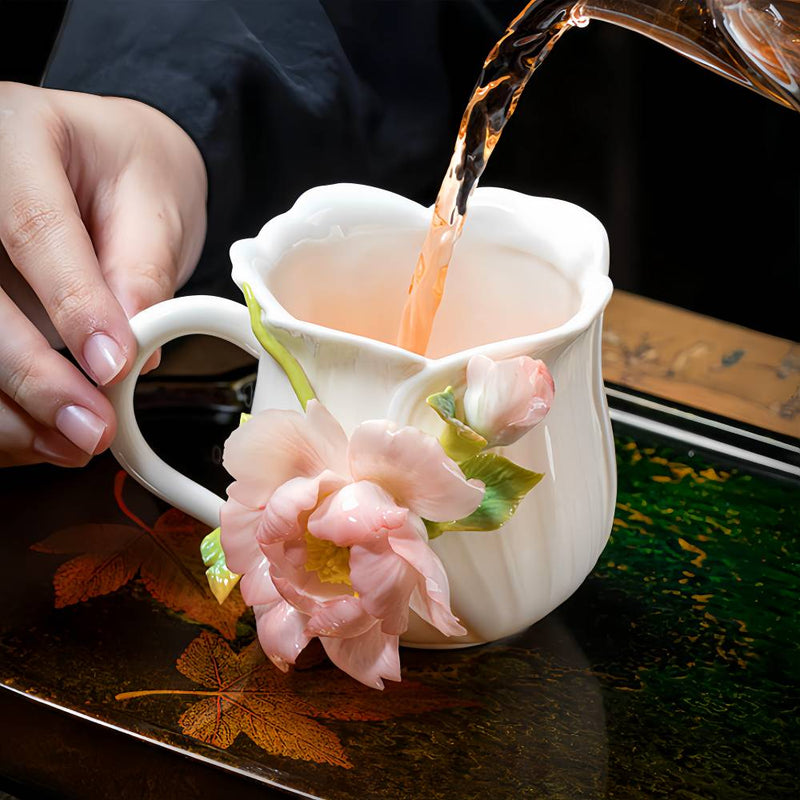 Intangible Cultural Heritage Hand-Pinched Flower Mug - A-20