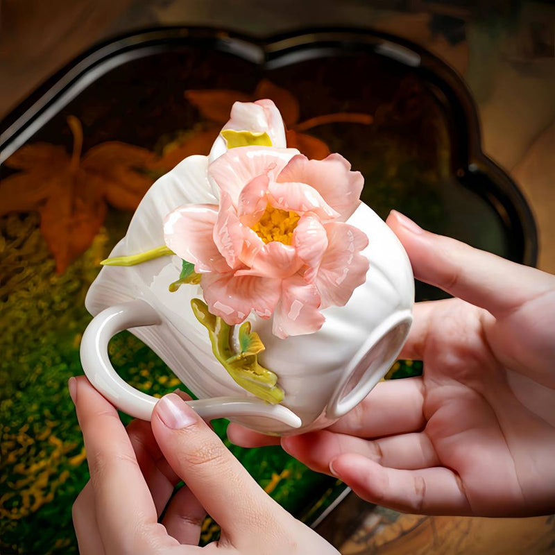 Intangible Cultural Heritage Hand-Pinched Flower Mug - A-20