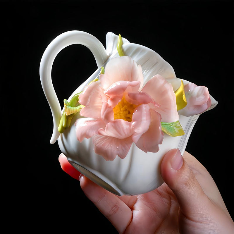 Intangible Cultural Heritage Hand-Pinched Flower Mug - A-20