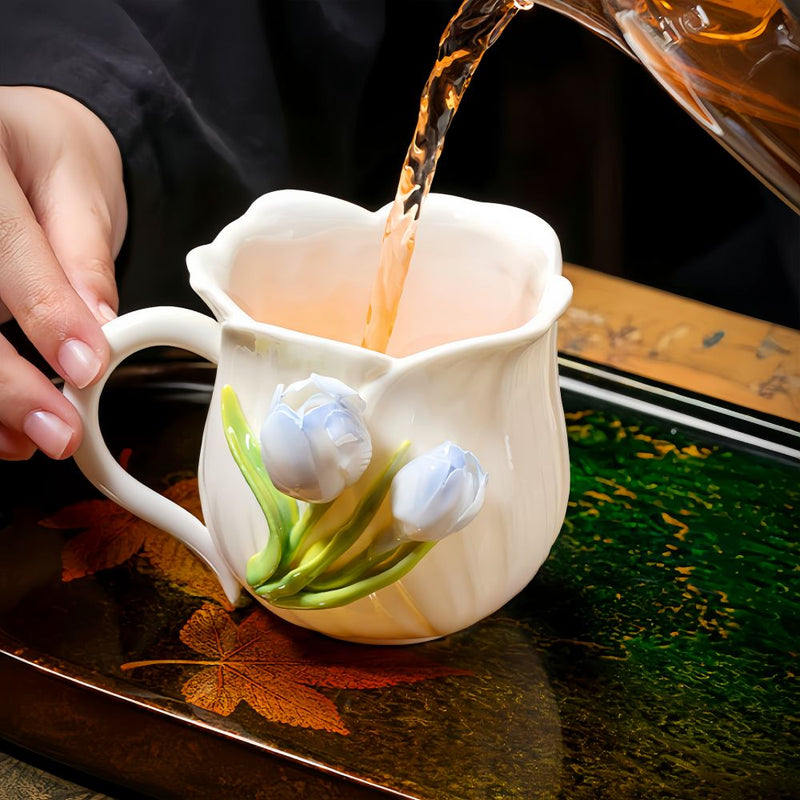 Intangible Cultural Heritage Hand-Pinched Flower Mug - A-21