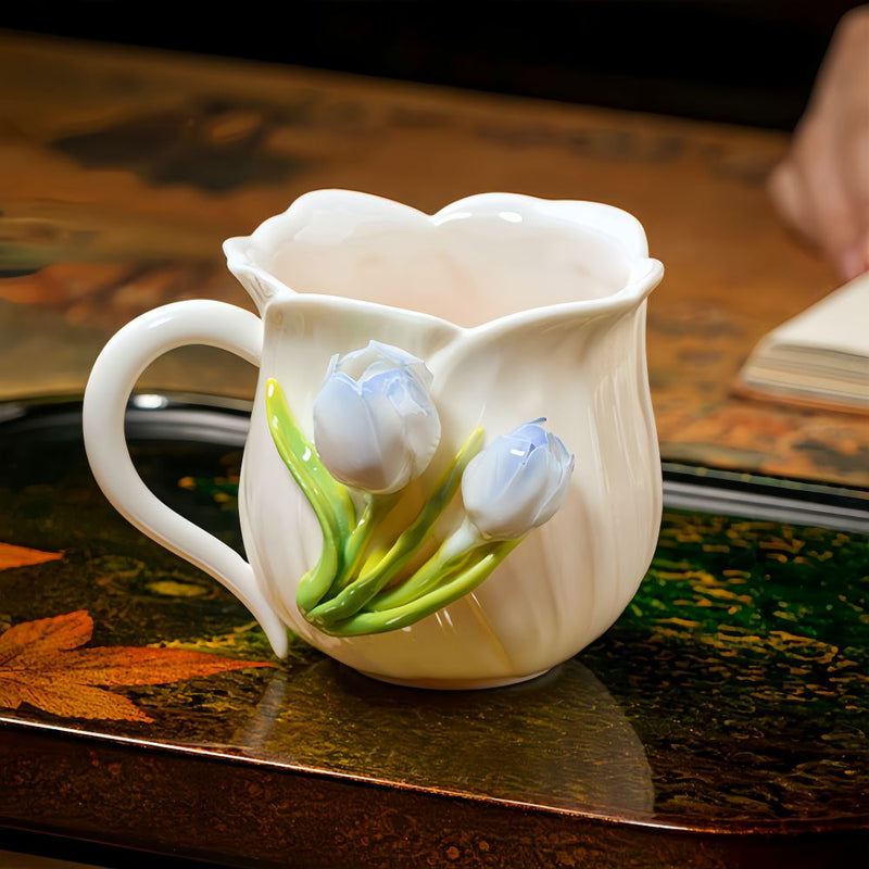 Intangible Cultural Heritage Hand-Pinched Flower Mug - A-21