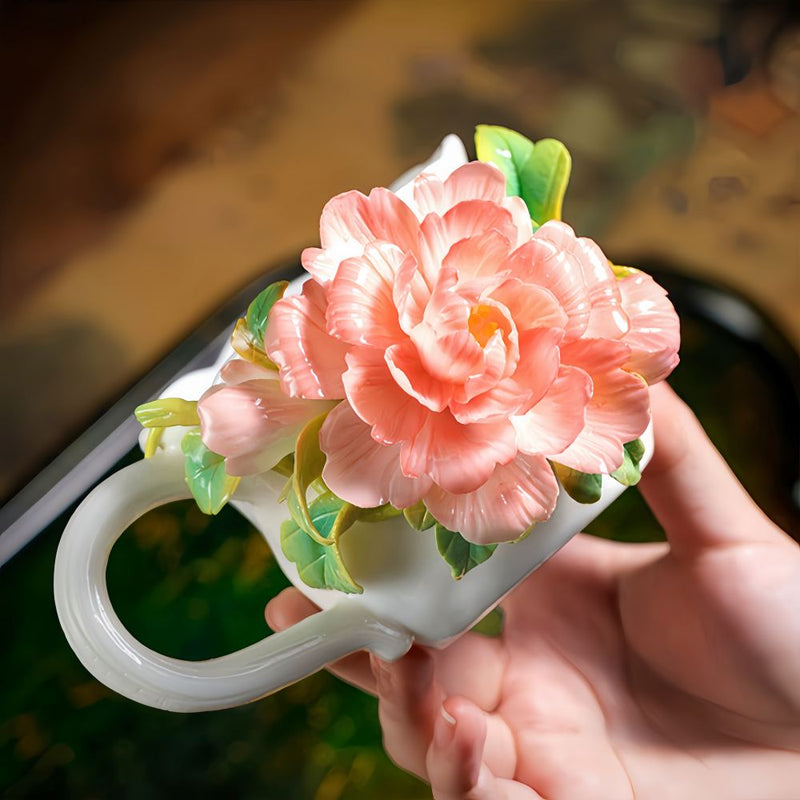 Intangible Cultural Heritage Hand-Pinched Flower Mug - A-22