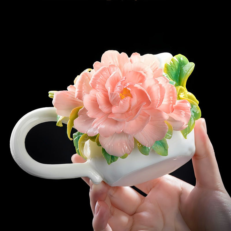 Intangible Cultural Heritage Hand-Pinched Flower Mug - A-22