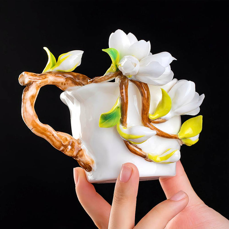 Intangible Cultural Heritage Hand-Pinched Flower Mug - A-22-1