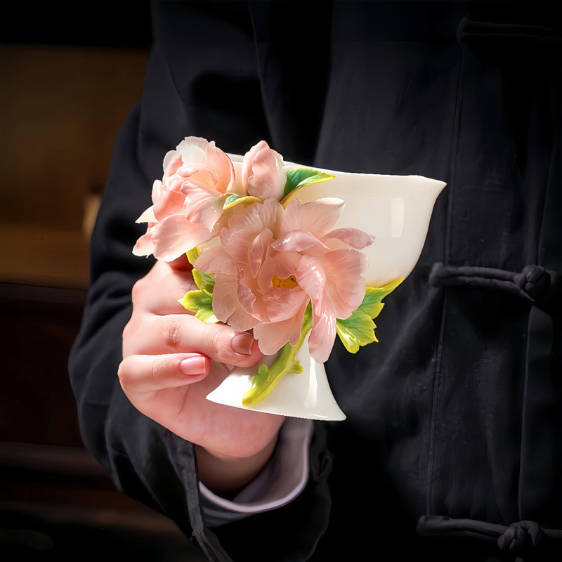Intangible Cultural Heritage Hand-Pinched Flower Mug - A-23