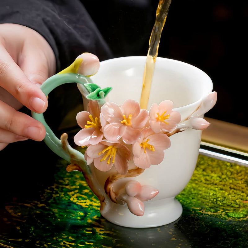 Intangible Cultural Heritage Hand-Pinched Flower Mug - A-24