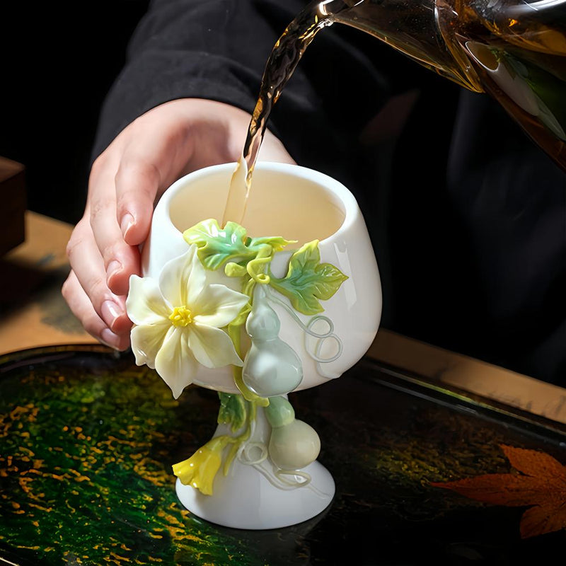 Intangible Cultural Heritage Hand-Pinched Flower Mug - A-25