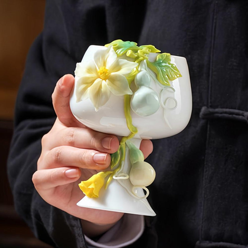 Intangible Cultural Heritage Hand-Pinched Flower Mug - A-25