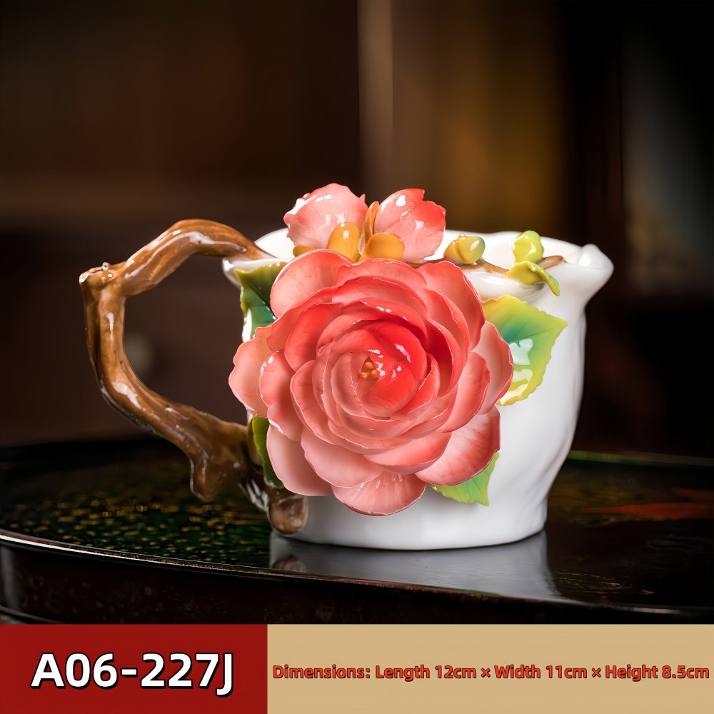 Intangible Cultural Heritage Hand-Pinched Flower Mugs