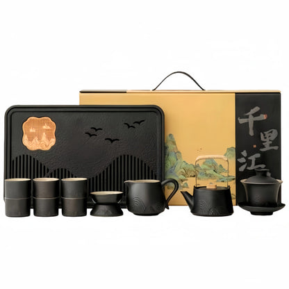 Customizable Black Glazed Kungfu Tea Set - Home & Gift Box Set