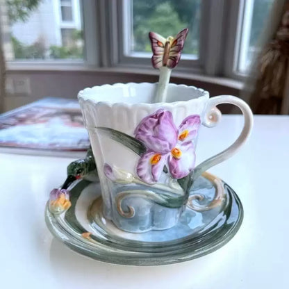 Handcrafted Hummingbird Ceramic Mug with Spoon – Coffee, Tea, or Hot Chocolate Cup, Great for Home or Gift