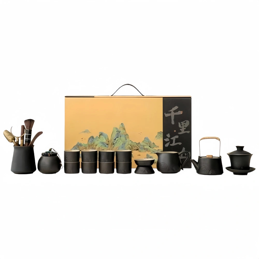Customizable Black Glazed Kungfu Tea Set - Home & Gift Box Set