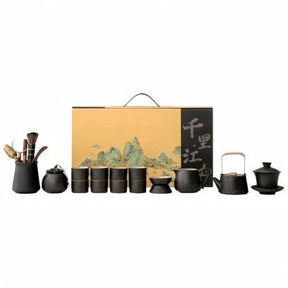 Customizable Black Glazed Kungfu Tea Set - Home & Gift Box Set