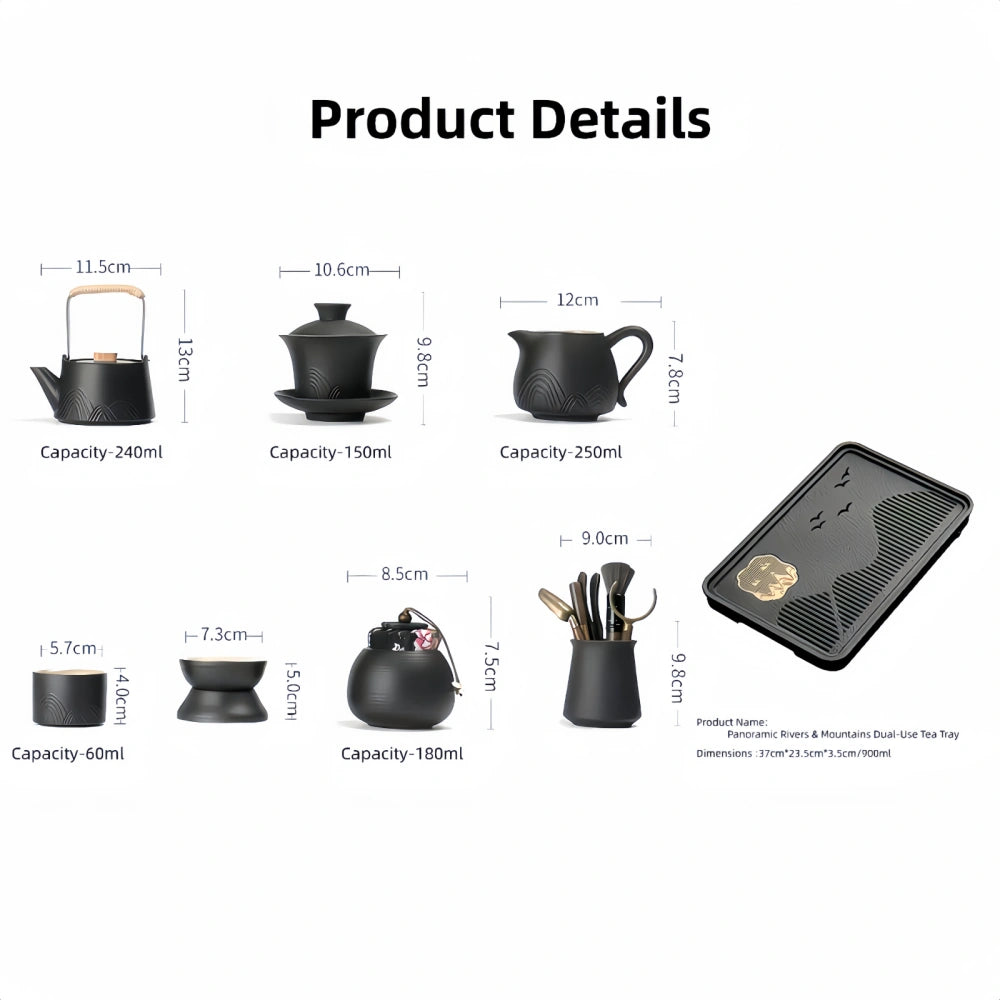 Customizable Black Glazed Kungfu Tea Set - Home & Gift Box Set