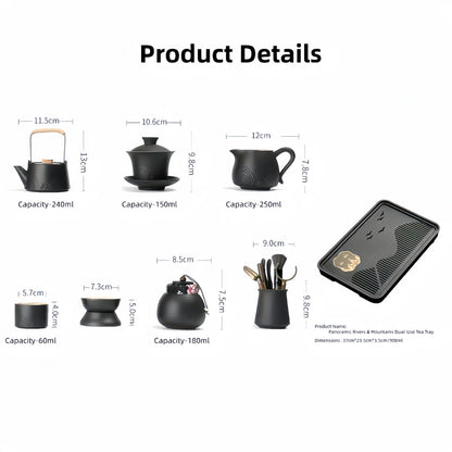 Customizable Black Glazed Kungfu Tea Set - Home & Gift Box Set
