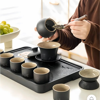 Customizable Black Glazed Kungfu Tea Set - Home & Gift Box Set