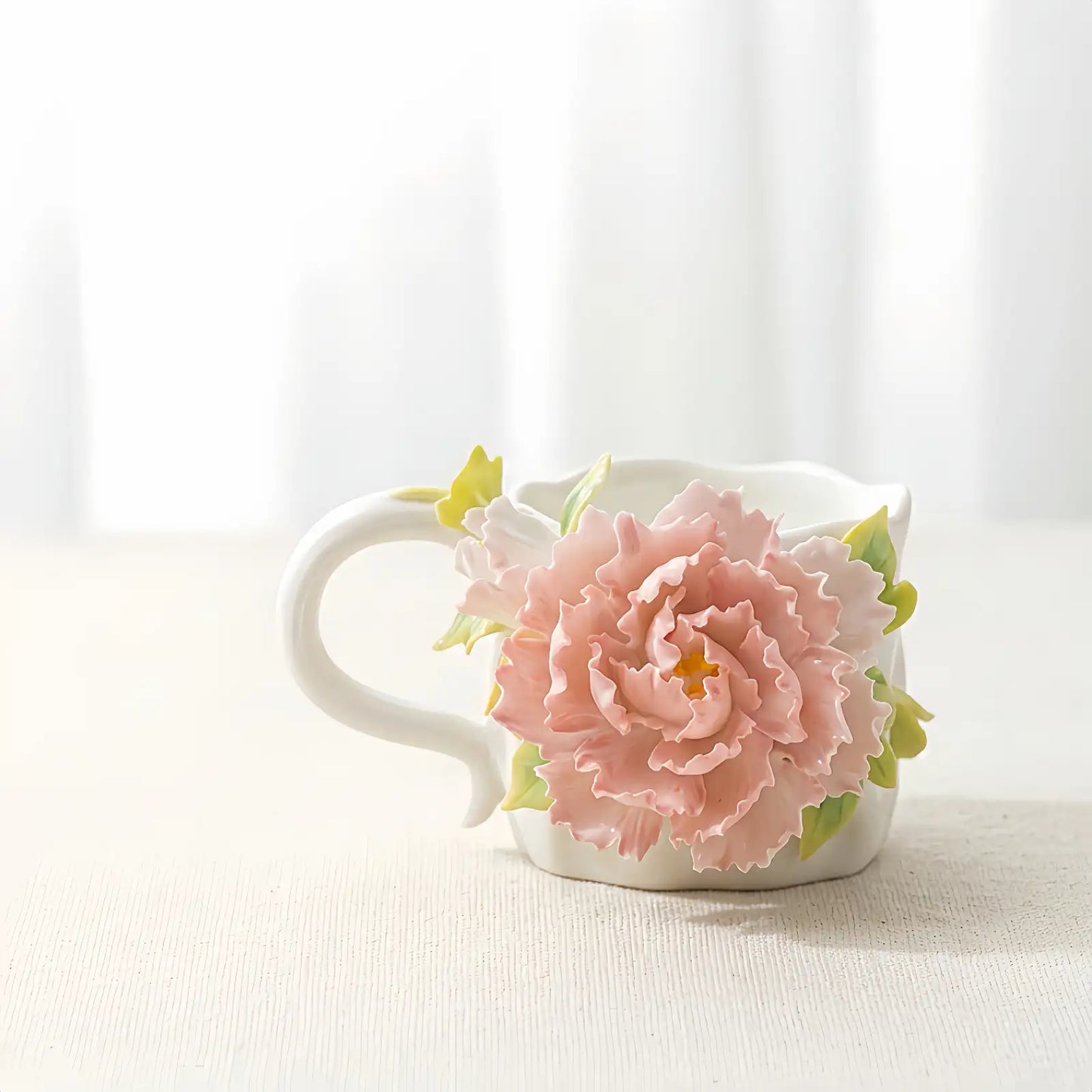 Hand-Sculpted Flower Ceramic Mug | Unique Gift for Her