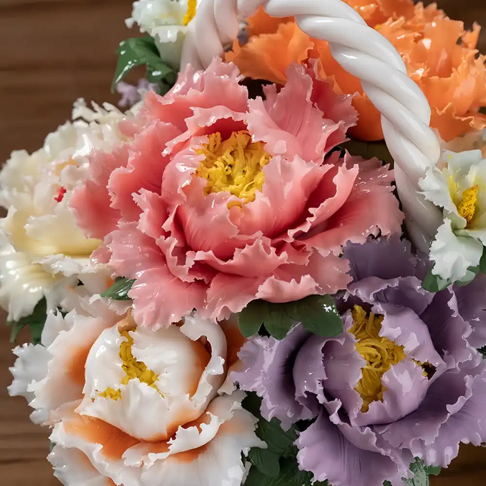 Blooming Splendor" Handmade Porcelain Flower Basket – Intangible Cultural Heritage (1kg / 3kg)