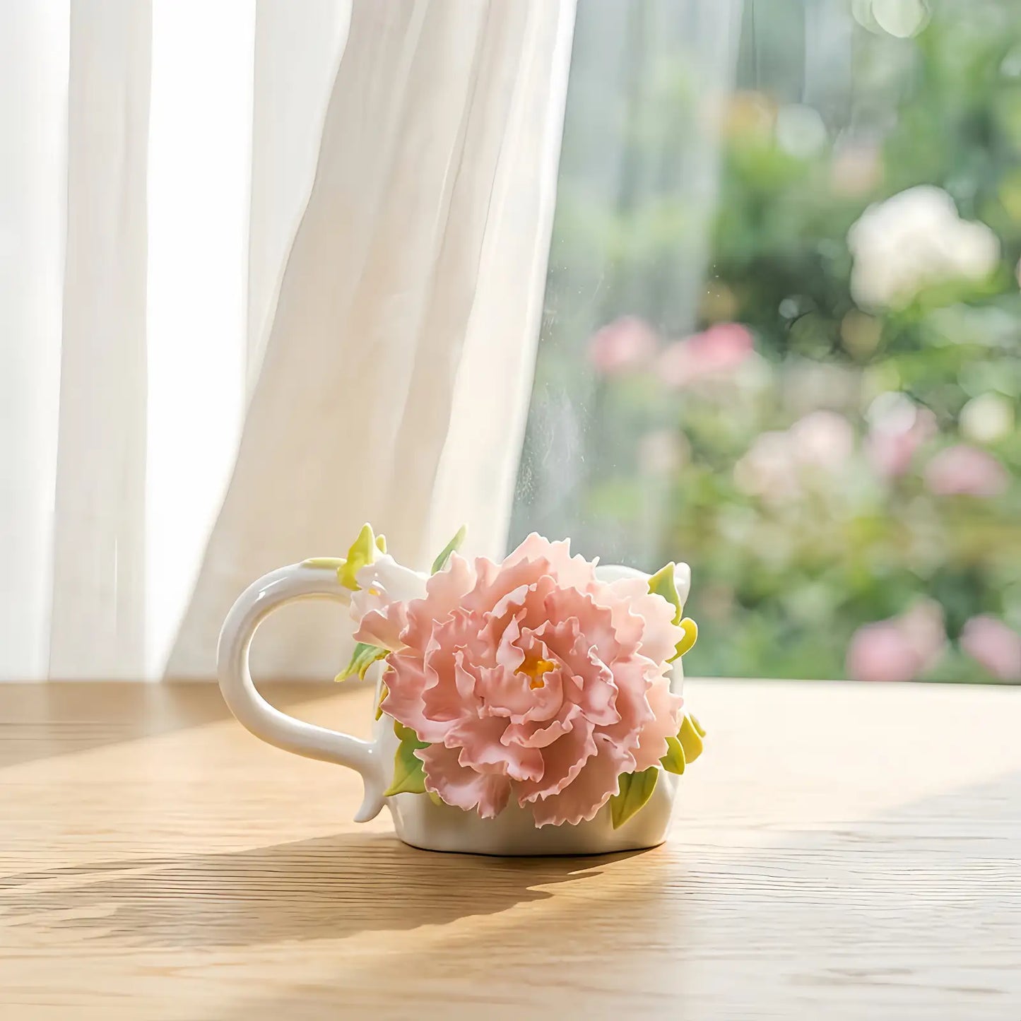 Hand-Sculpted Flower Ceramic Mug | Unique Gift for Her