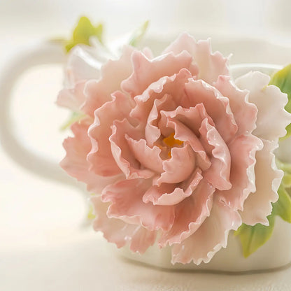 Hand-Sculpted Flower Ceramic Mug | Unique Gift for Her