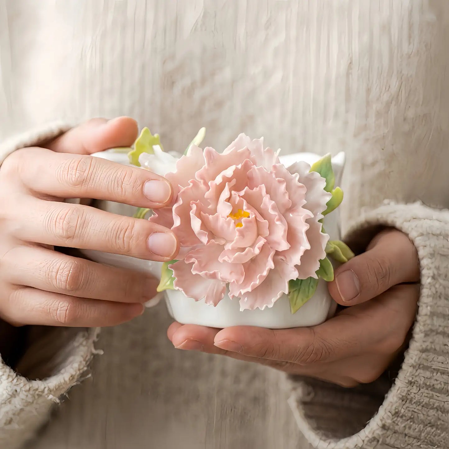 Hand-Sculpted Flower Ceramic Mug | Unique Gift for Her