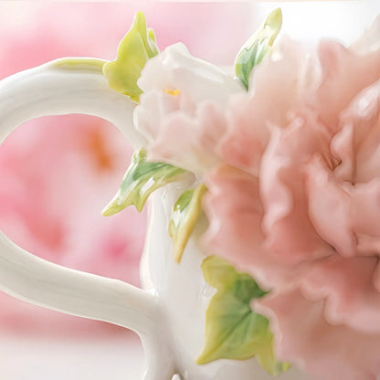 Hand-Sculpted Flower Ceramic Mug | Unique Gift for Her