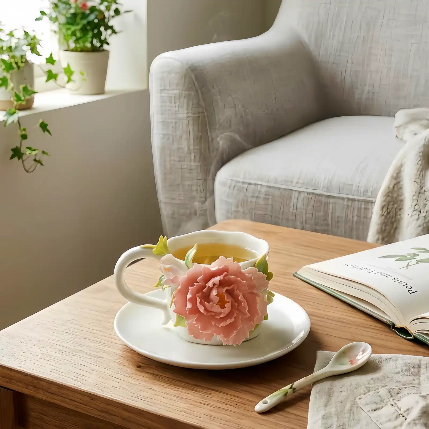 Hand-Sculpted Flower Ceramic Mug | Unique Gift for Her