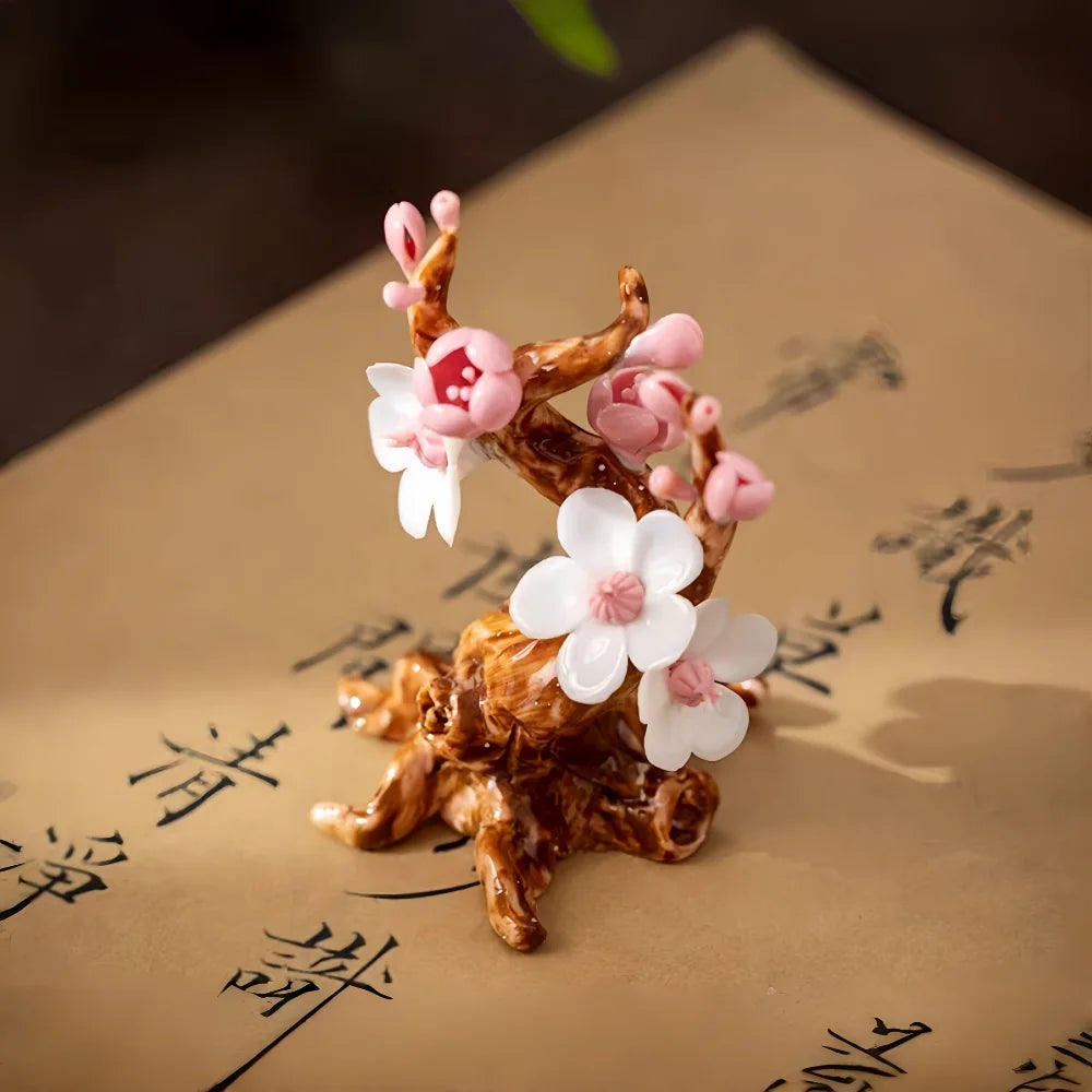 New Chinese Porcelain Flower Tea Table Decor – Pure Handmade