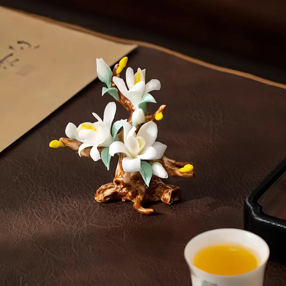 New Chinese Porcelain Flower Tea Table Decor – Pure Handmade