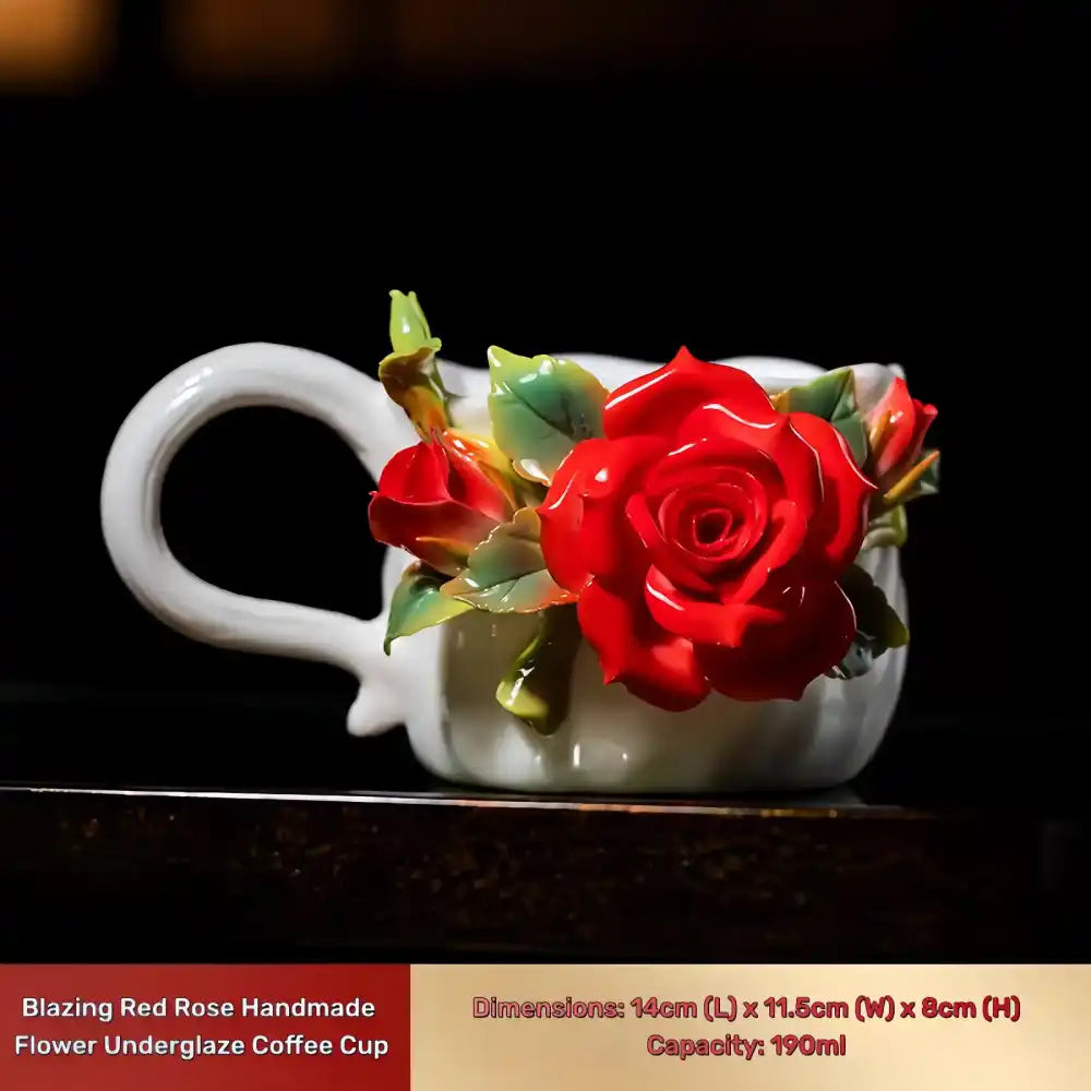 Hand-Sculpted Flower Ceramic Mug | Unique Gift for Her