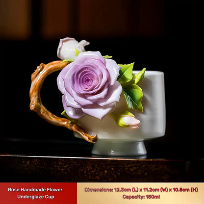 Hand-Sculpted Flower Ceramic Mug | Unique Gift for Her