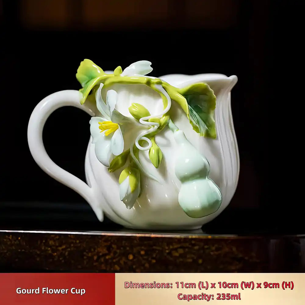 Hand-Sculpted Flower Ceramic Mug | Unique Gift for Her