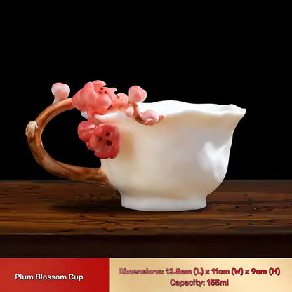 Hand-Sculpted Flower Ceramic Mug | Unique Gift for Her