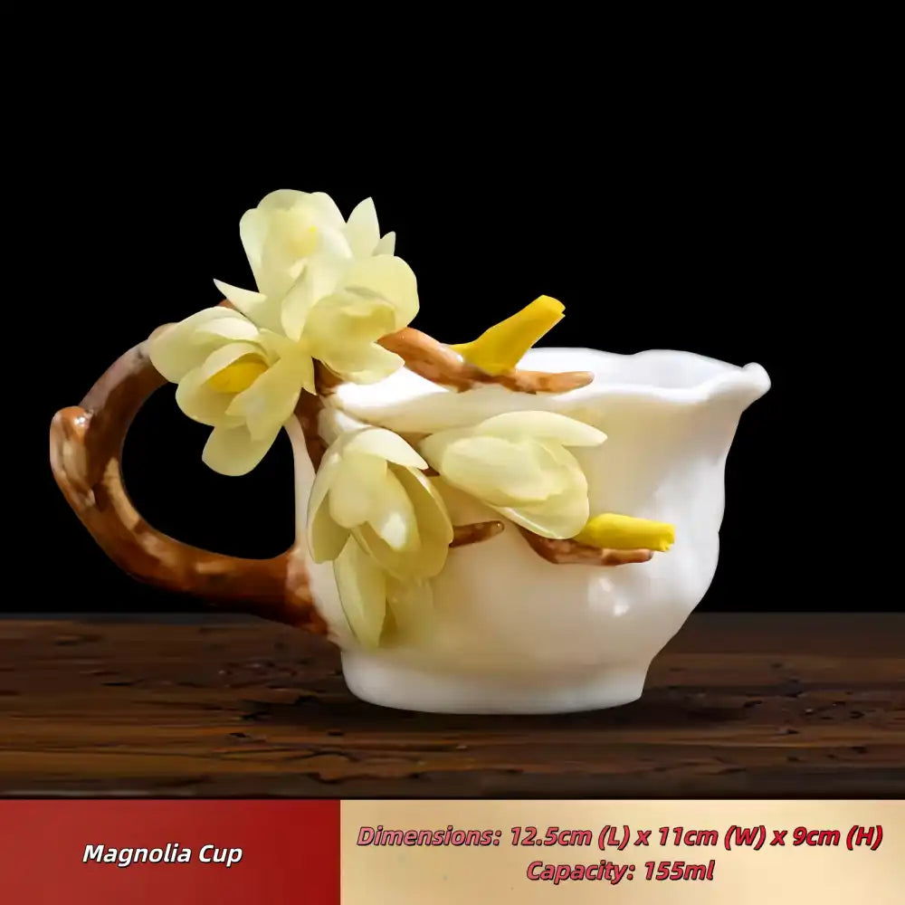 Hand-Sculpted Flower Ceramic Mug | Unique Gift for Her