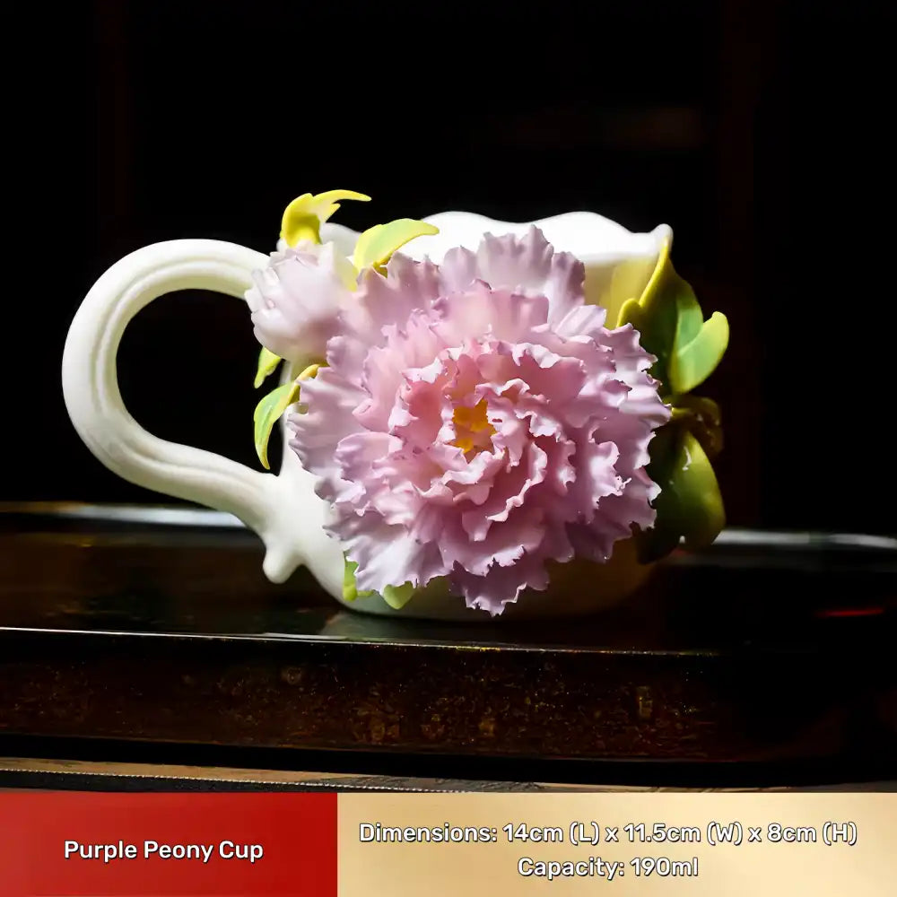 Hand-Sculpted Flower Ceramic Mug | Unique Gift for Her