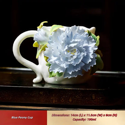 Hand-Sculpted Flower Ceramic Mug | Unique Gift for Her