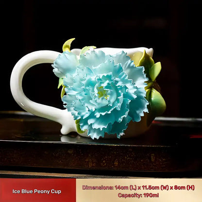 Hand-Sculpted Flower Ceramic Mug | Unique Gift for Her