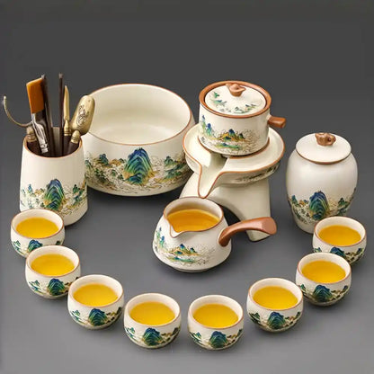 High-end Ru Kiln Tea Set, New Home Owner's Cup Housewarming Gift, Chinese Hospitality Tea Set