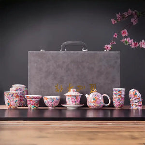 Hand-painted Enamel Teapot with Gaiwan & Cups – Heirloom-Quality Artistry for Tea Masters and Discerning Collectors