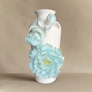 Intangible Cultural Heritage Handmade Peony Vase – Ice Sea Blue