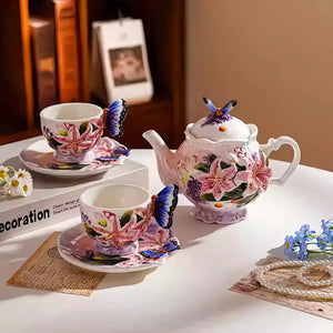 The Lily Brew: Sculptural Ceramic Teapot & Cup Set